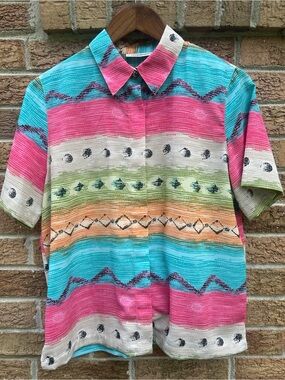 Alfred Dunner Multicolor Aztec print Short Sleeve Shirt size 8P